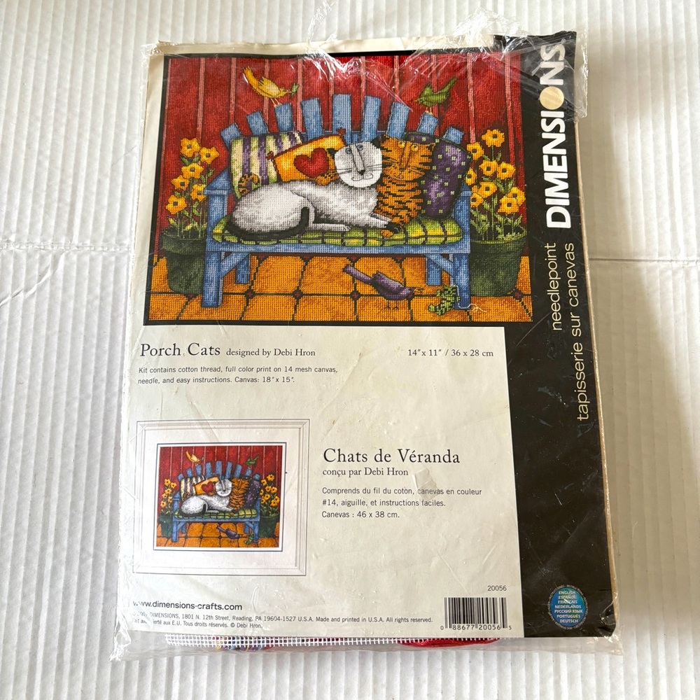Dimensions Needlepoint Kit Porch Cats *Open Package*